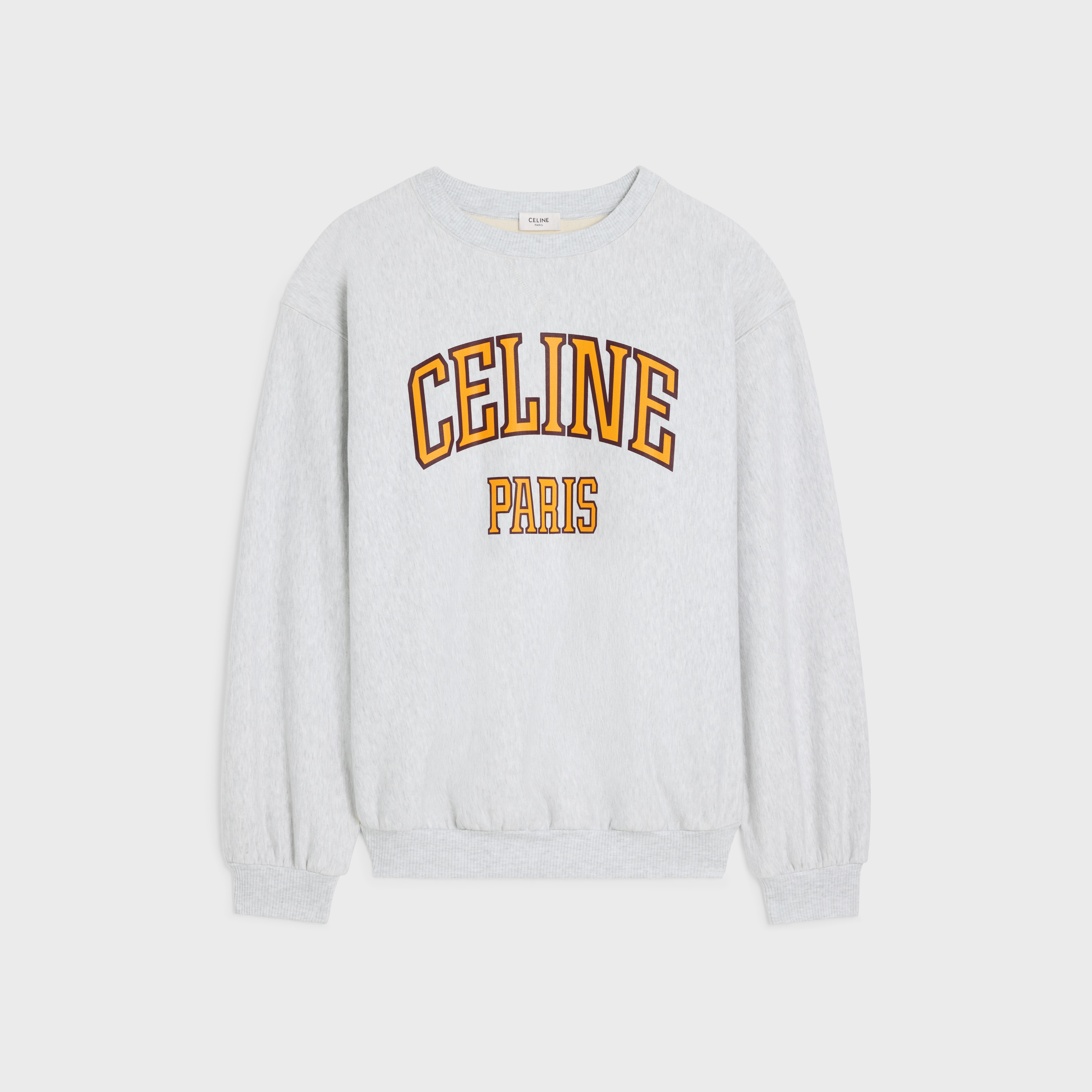 loose sweatshirt IN cotton fleece - PALE GREY / YELLOW / BURGUNDY